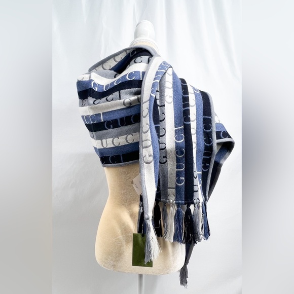 GUCCI Logo Stripe Wool 2021 Scarf w/ Tags - Picture 5 of 13